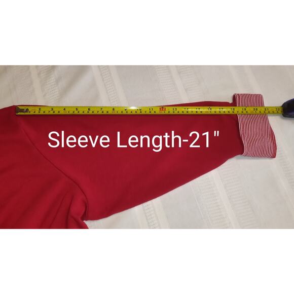 Allison Daley Red Sweatshirt Plus 2X Nautical Boating Sailor Pinstripe Candy - Picture 15 of 16